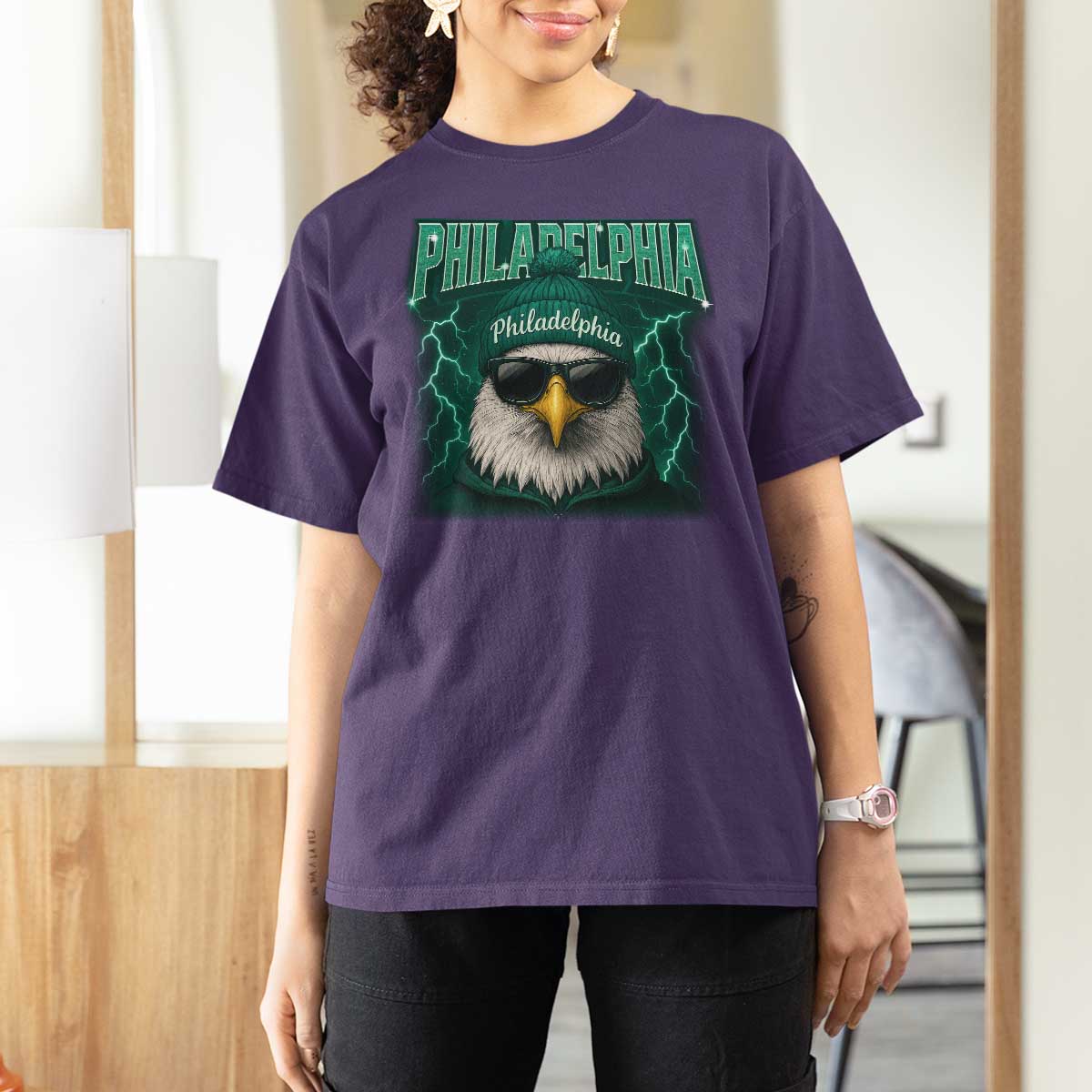 Philadelphia Fan T Shirt For Women Retro Eagle Bootleg Sports Fan - Wonder Print Shop