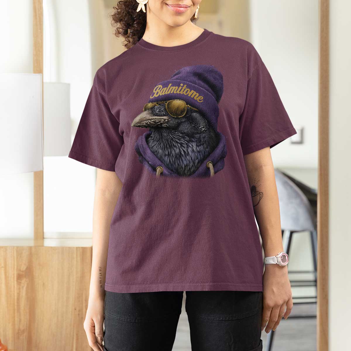 Baltimore T Shirt For Women Vintage Maryland Edgar Allan Poe Raven Game Day - Wonder Print Shop