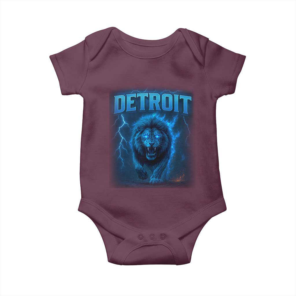 Retro Detroit Football Baby Onesie Love Lions Bootleg Vintage Rap Tee - Wonder Print Shop