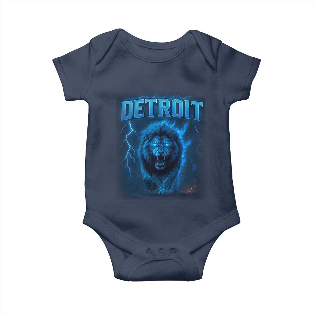 Retro Detroit Football Baby Onesie Love Lions Bootleg Vintage Rap Tee - Wonder Print Shop