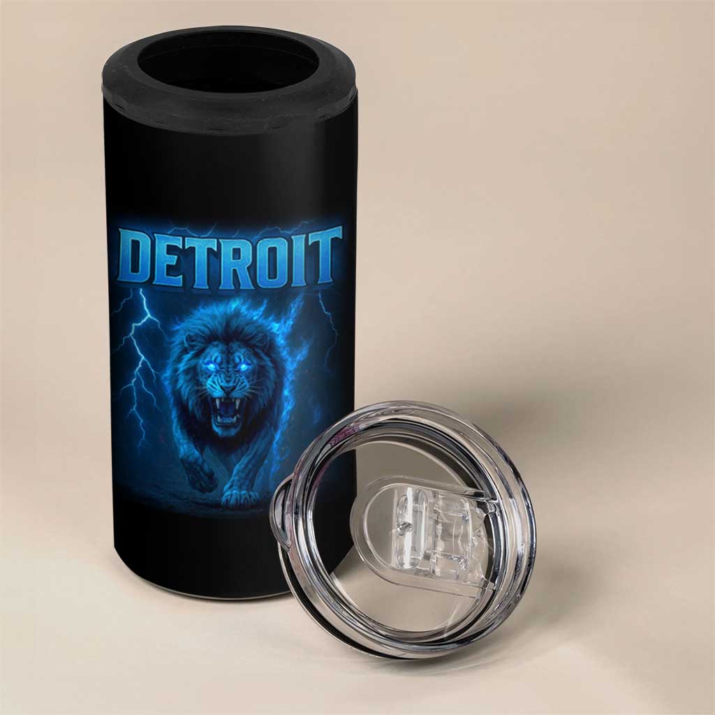 Retro Detroit Football 4 in 1 Can Cooler Tumbler Love Lions Bootleg Vintage Rap Tee - Wonder Print Shop