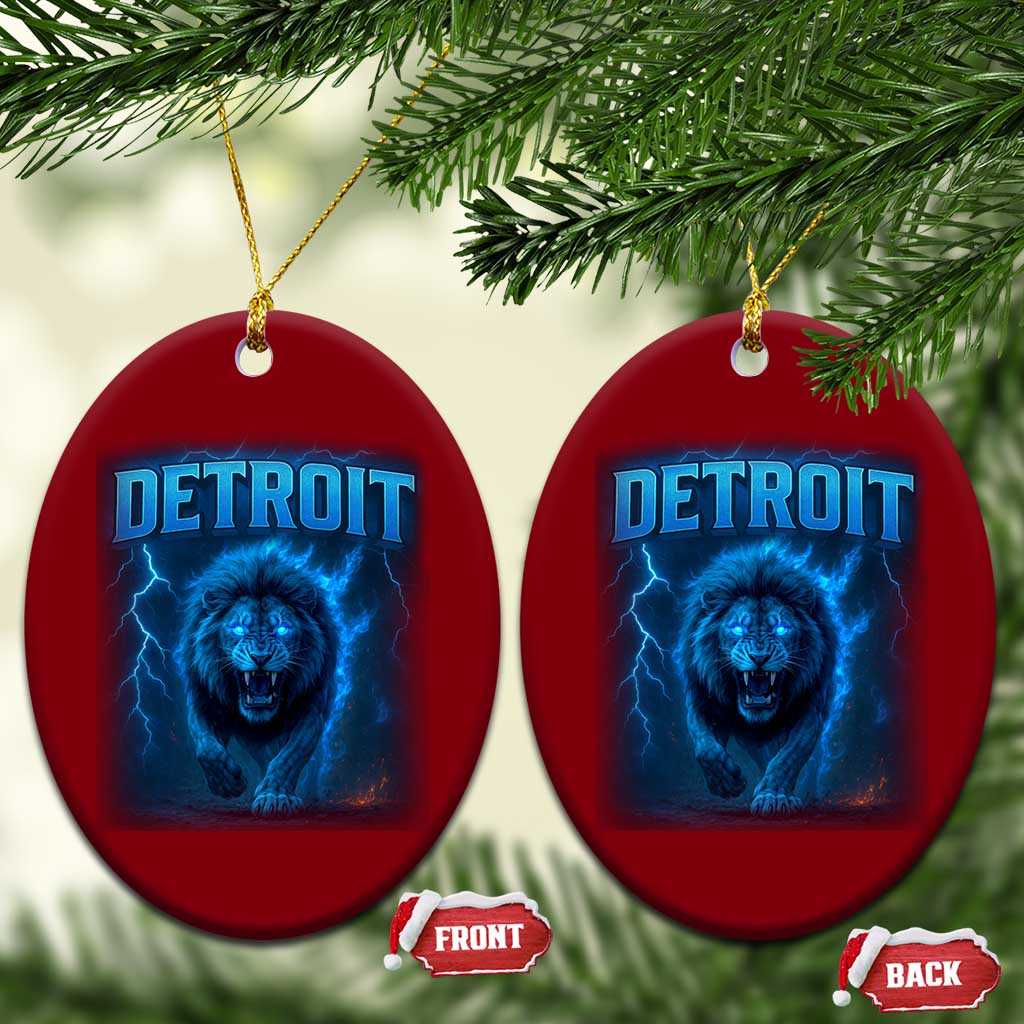 Retro Detroit Football Ceramic Ornament Love Lions Bootleg Vintage Rap Tee - Wonder Print Shop