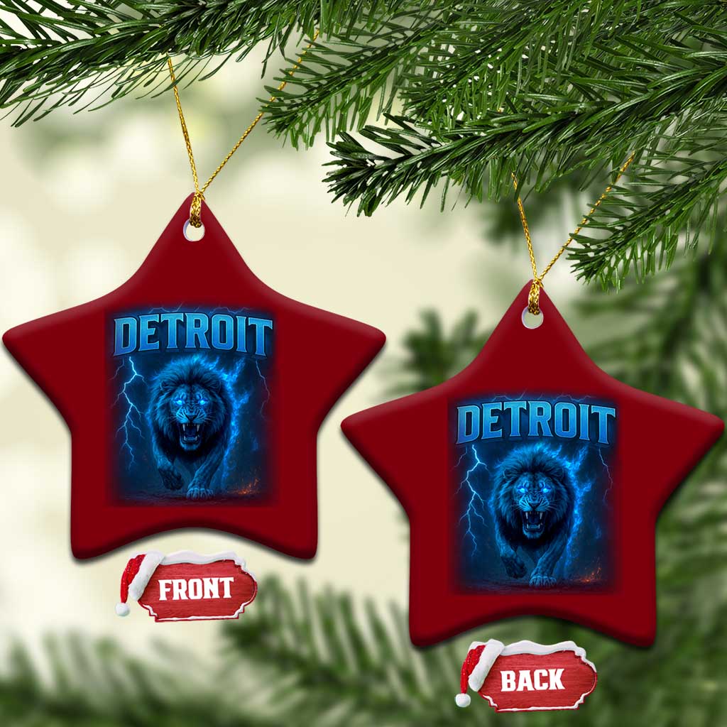 Retro Detroit Football Ceramic Ornament Love Lions Bootleg Vintage Rap Tee - Wonder Print Shop