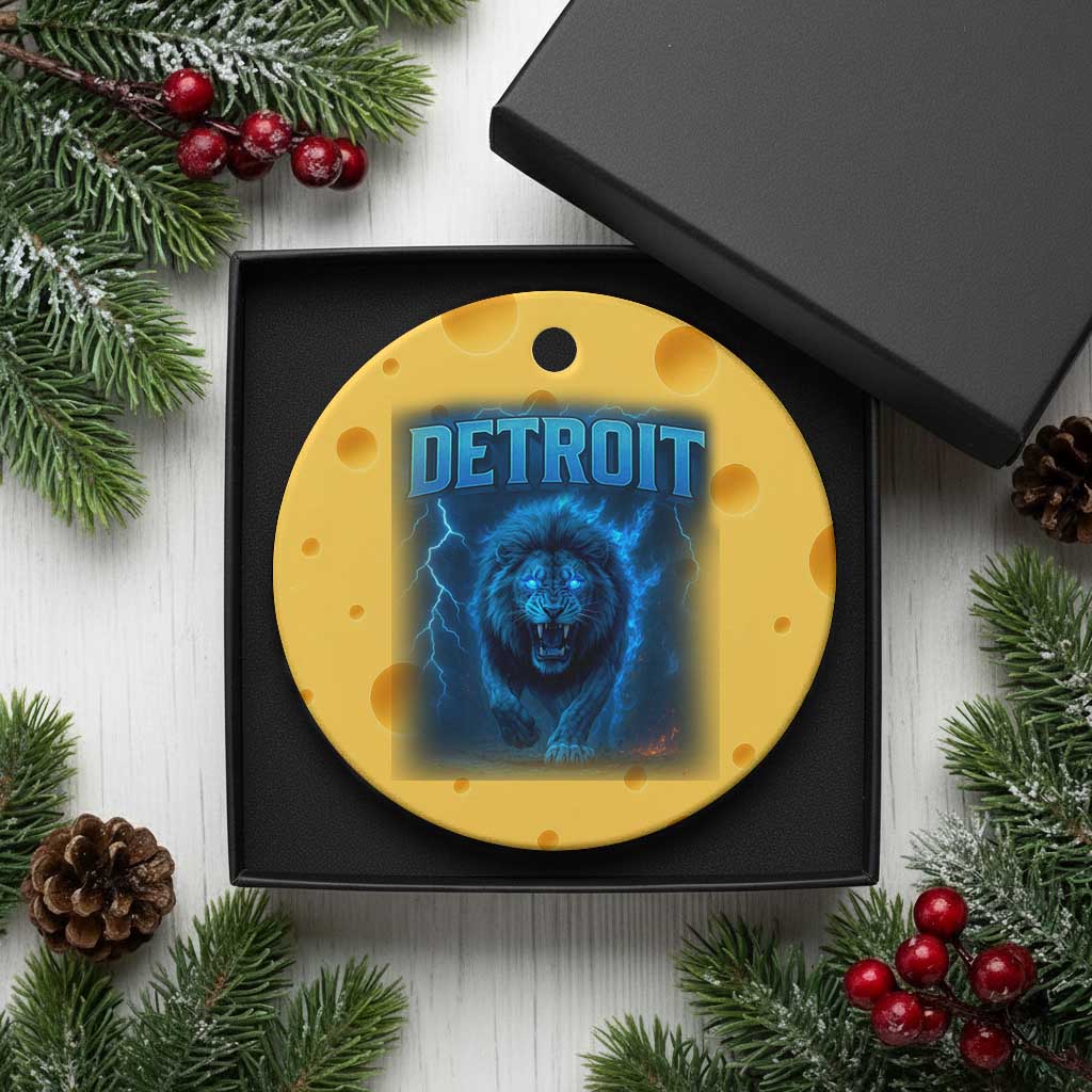Retro Detroit Football Ceramic Ornament Love Lions Bootleg Vintage Rap Tee - Wonder Print Shop