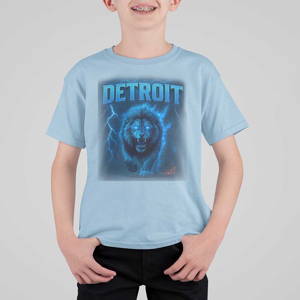 Retro Detroit Football T Shirt For Kid Love Lions Bootleg Vintage Rap Tee - Wonder Print Shop