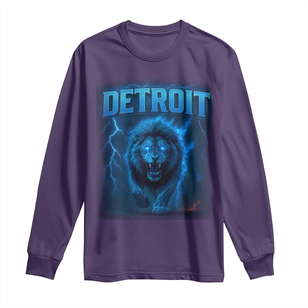 Retro Detroit Football Long Sleeve Shirt Love Lions Bootleg Vintage Rap Tee - Wonder Print Shop