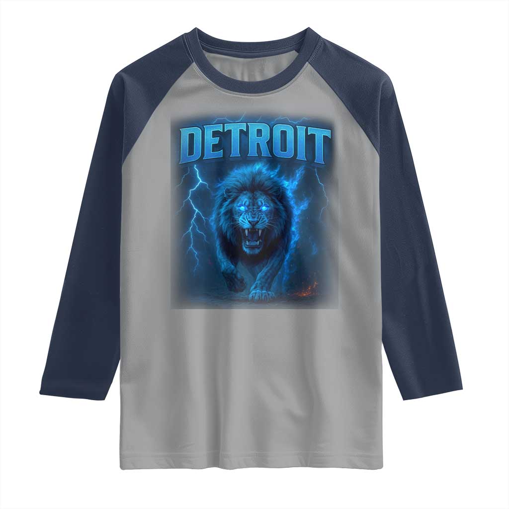 Retro Detroit Football Raglan Shirt Love Lions Bootleg Vintage Rap Tee - Wonder Print Shop