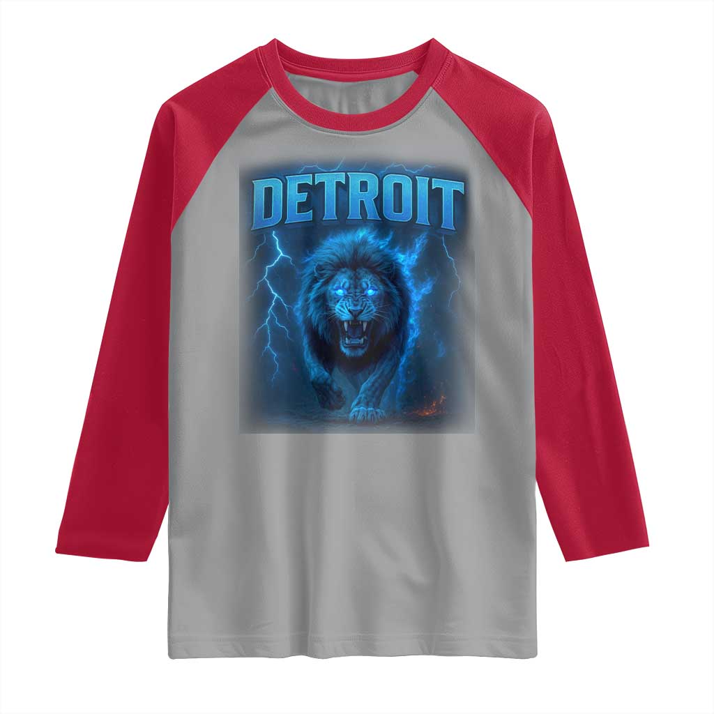 Retro Detroit Football Raglan Shirt Love Lions Bootleg Vintage Rap Tee - Wonder Print Shop