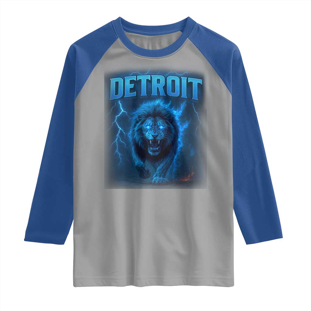 Retro Detroit Football Raglan Shirt Love Lions Bootleg Vintage Rap Tee - Wonder Print Shop