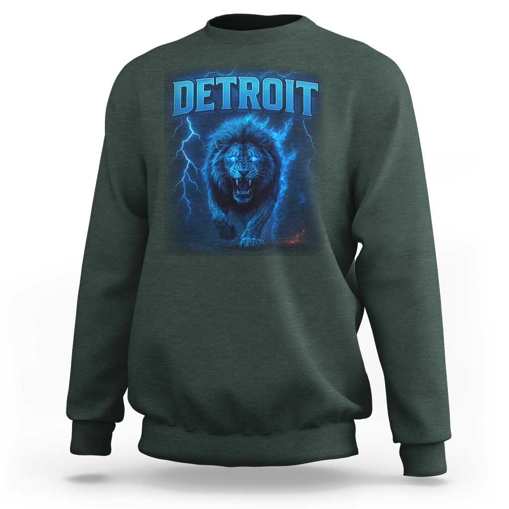 Retro Detroit Football Sweatshirt Love Lions Bootleg Vintage Rap Tee - Wonder Print Shop