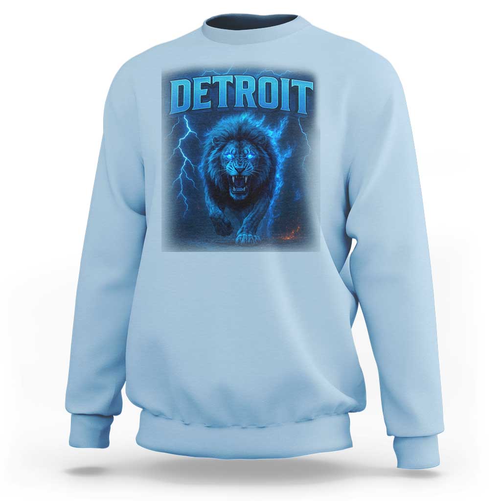 Retro Detroit Football Sweatshirt Love Lions Bootleg Vintage Rap Tee - Wonder Print Shop