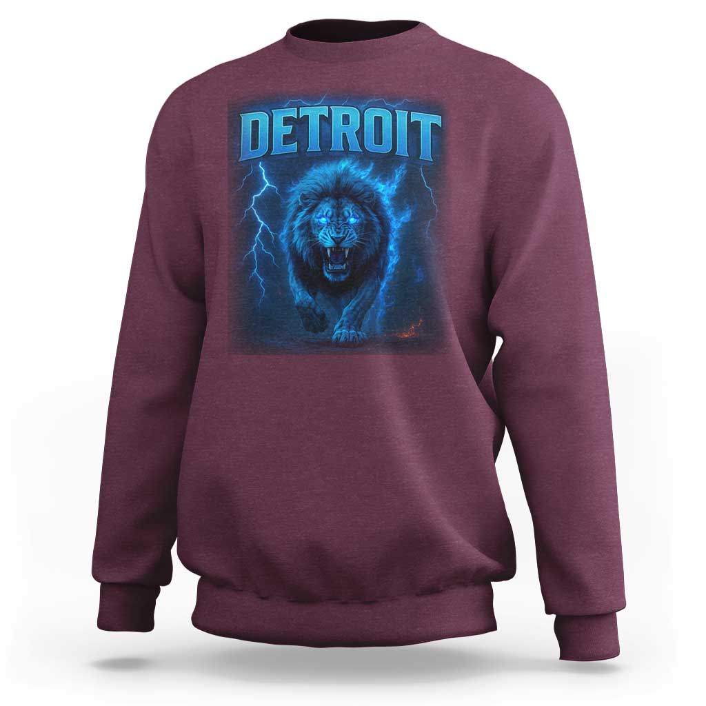Retro Detroit Football Sweatshirt Love Lions Bootleg Vintage Rap Tee - Wonder Print Shop