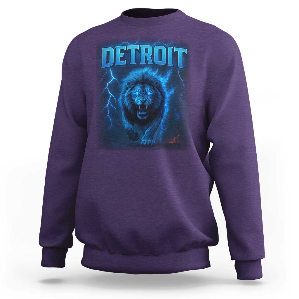 Retro Detroit Football Sweatshirt Love Lions Bootleg Vintage Rap Tee - Wonder Print Shop