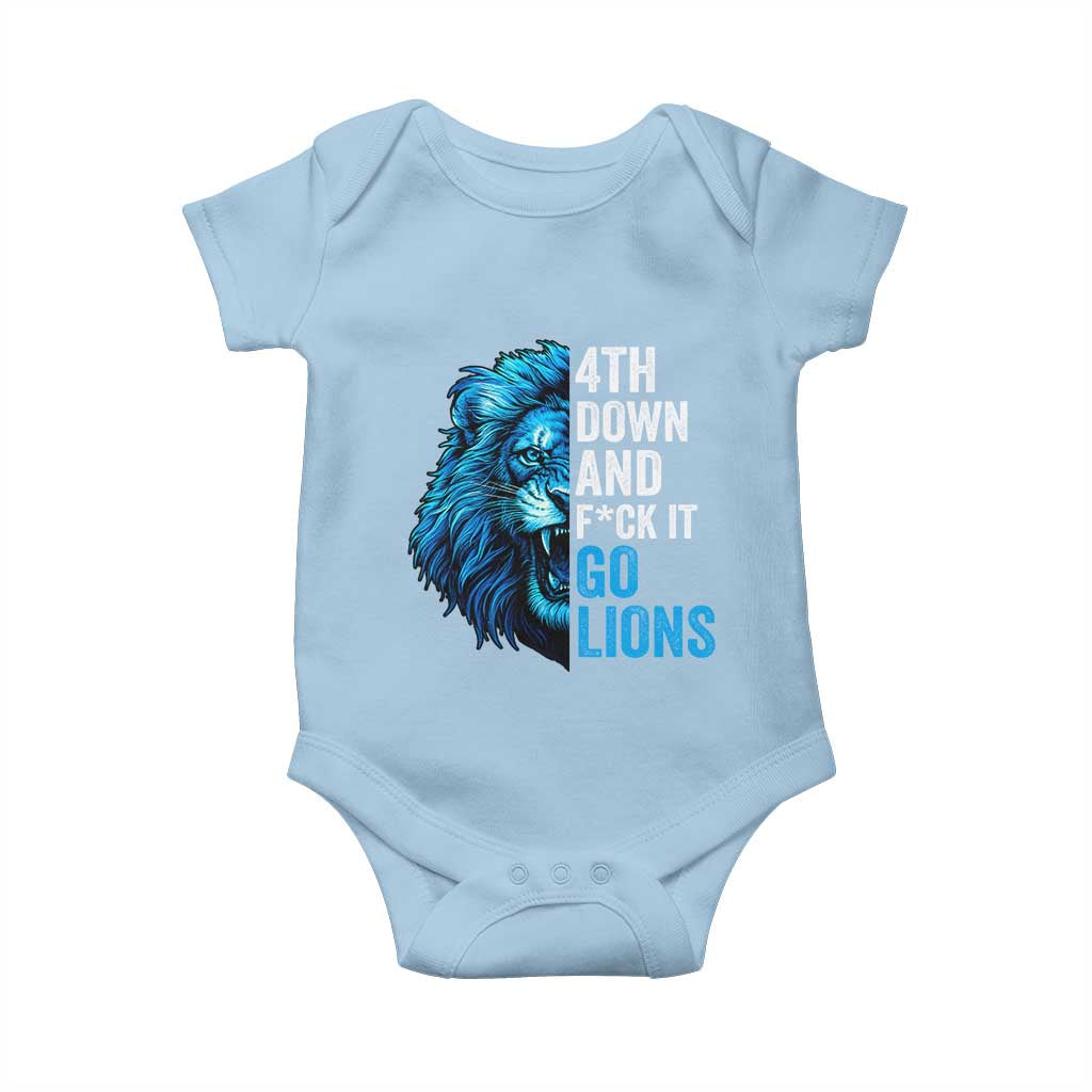 Go Lions Baby Onesie Funny 4th Down F*ck It Blue Lion Fan - Wonder Print Shop