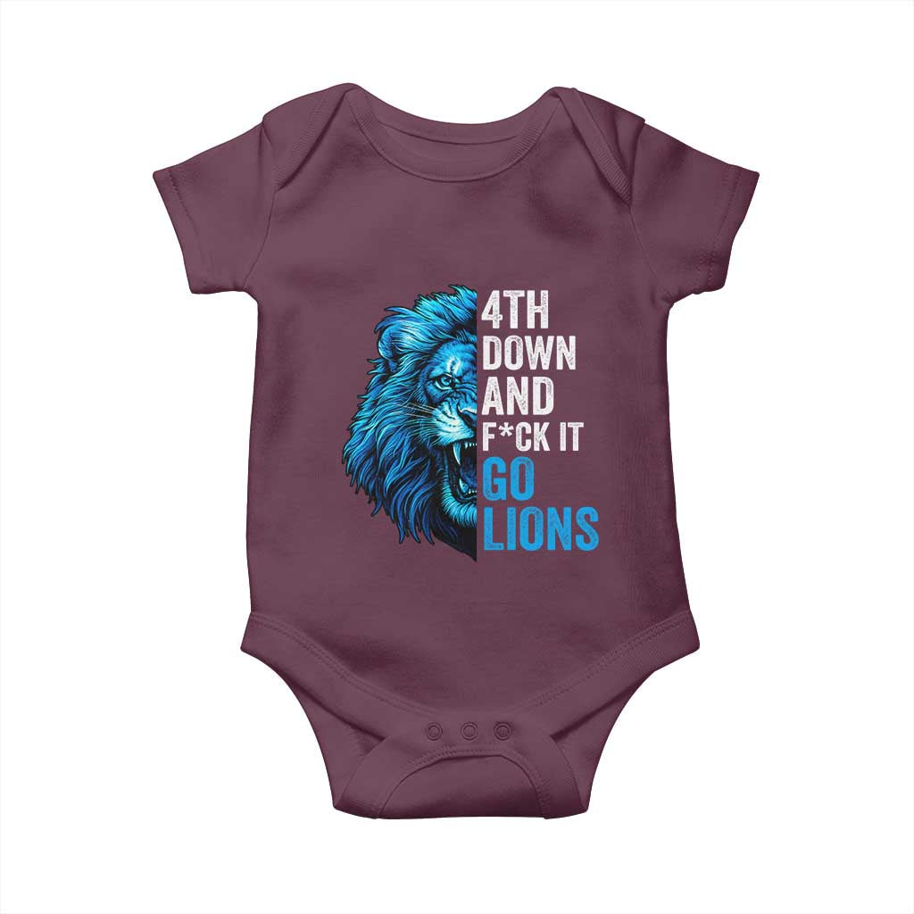 Go Lions Baby Onesie Funny 4th Down F*ck It Blue Lion Fan - Wonder Print Shop
