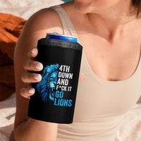 Go Lions 4 in 1 Can Cooler Tumbler Funny 4th Down F*ck It Blue Lion Fan - Wonder Print Shop