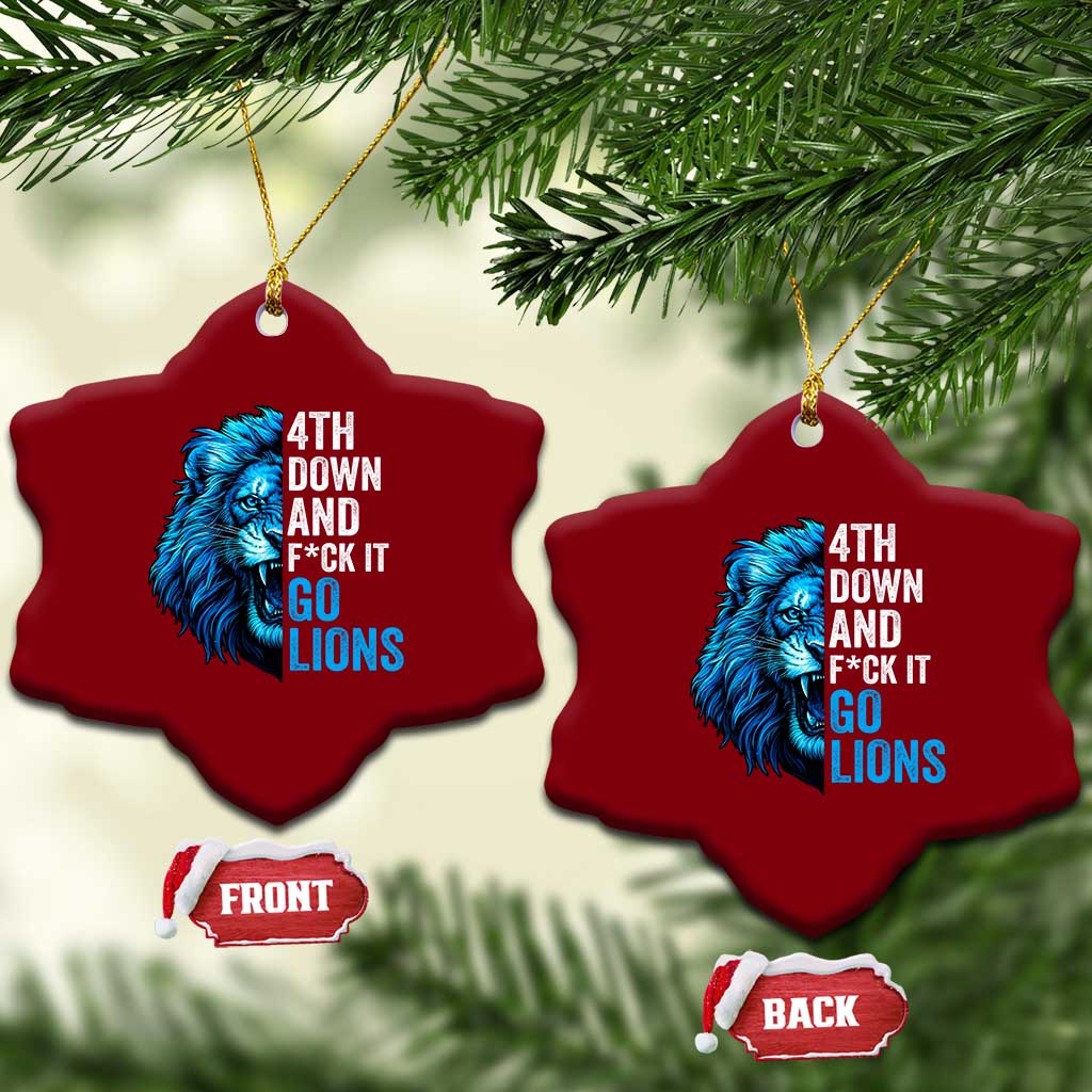Go Lions Ceramic Ornament Funny 4th Down F*ck It Blue Lion Fan - Wonder Print Shop