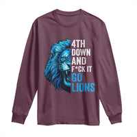 Go Lions Long Sleeve Shirt Funny 4th Down F*ck It Blue Lion Fan - Wonder Print Shop