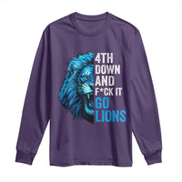 Go Lions Long Sleeve Shirt Funny 4th Down F*ck It Blue Lion Fan - Wonder Print Shop