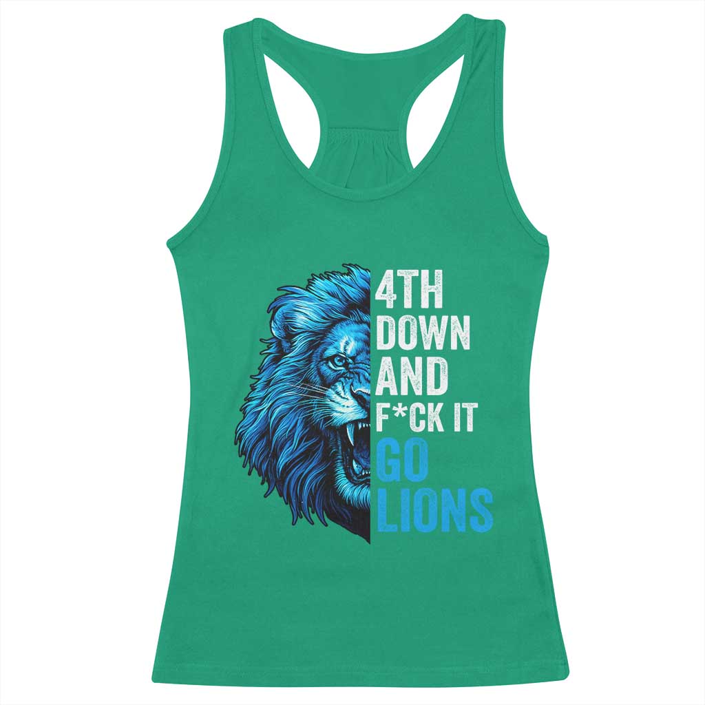 Go Lions Racerback Tank Top Funny 4th Down F*ck It Blue Lion Fan - Wonder Print Shop