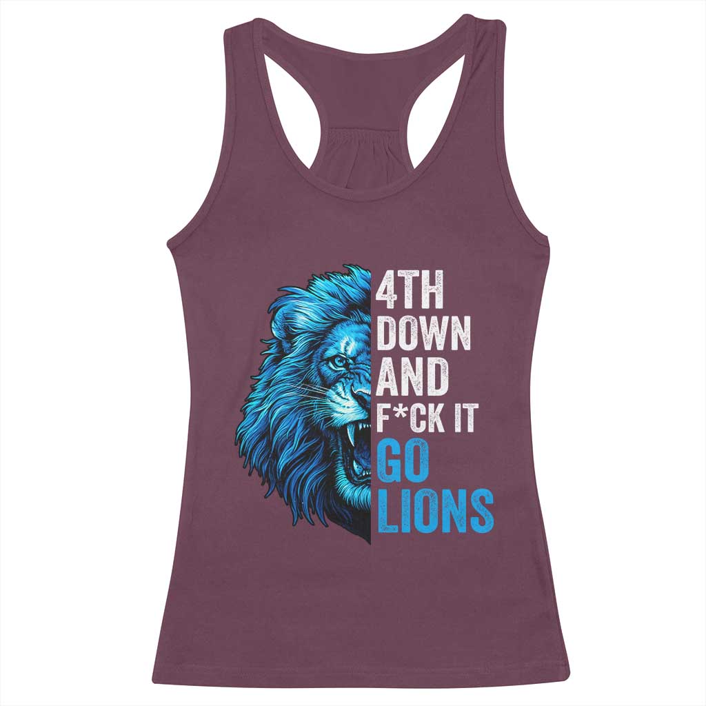 Go Lions Racerback Tank Top Funny 4th Down F*ck It Blue Lion Fan - Wonder Print Shop