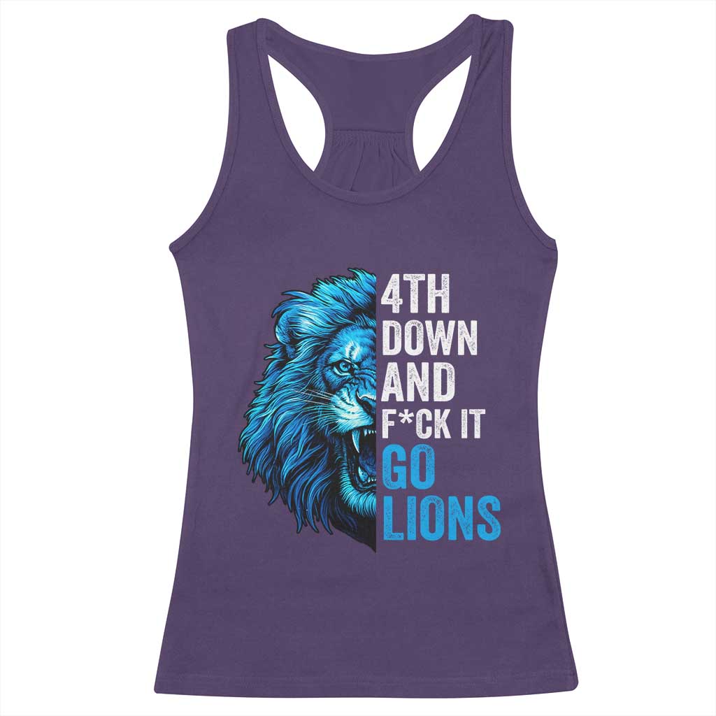 Go Lions Racerback Tank Top Funny 4th Down F*ck It Blue Lion Fan - Wonder Print Shop