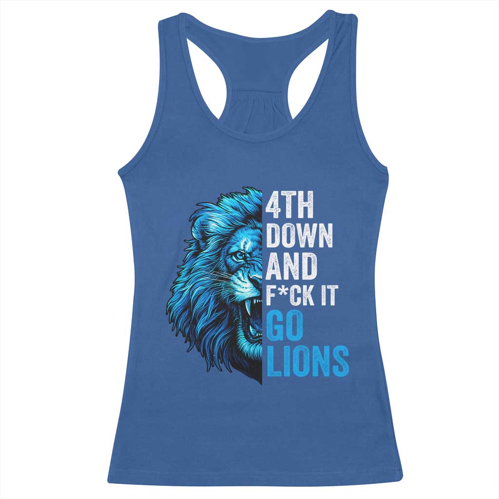 Go Lions Racerback Tank Top Funny 4th Down F*ck It Blue Lion Fan - Wonder Print Shop