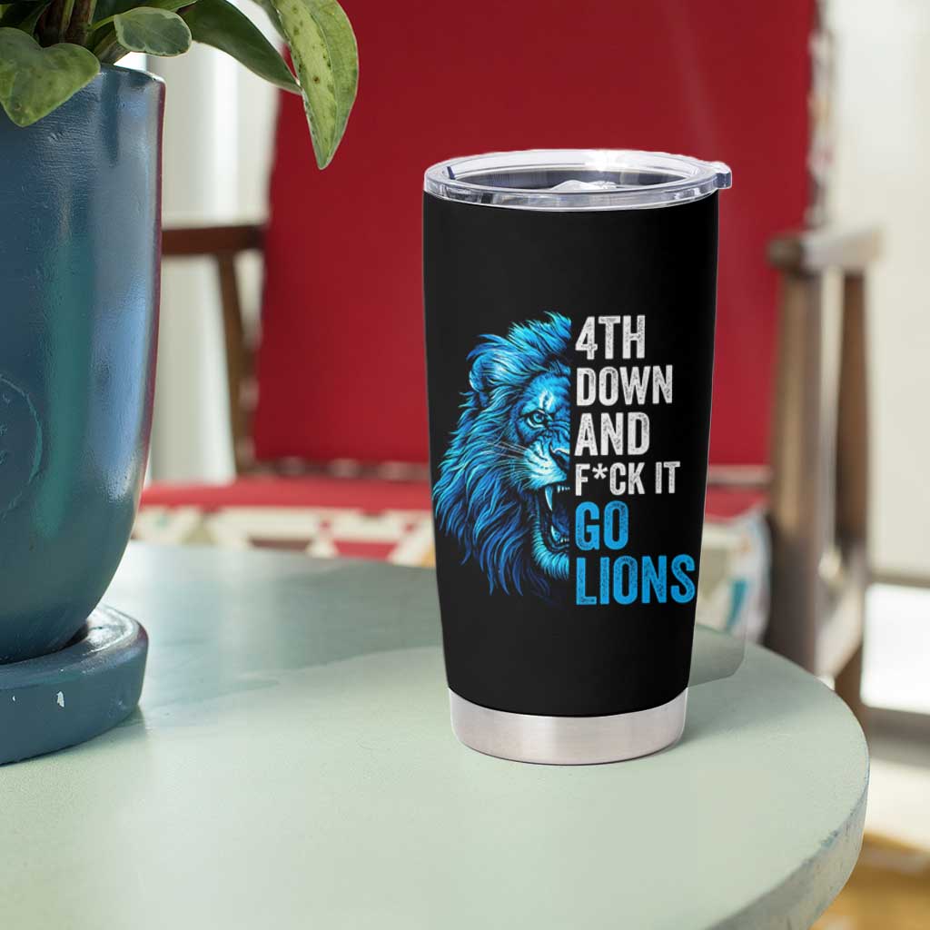 Go Lions Tumbler Cup Funny 4th Down F*ck It Blue Lion Fan - Wonder Print Shop