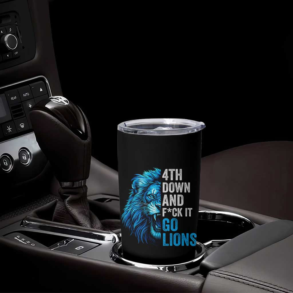 Go Lions Tumbler Cup Funny 4th Down F*ck It Blue Lion Fan - Wonder Print Shop
