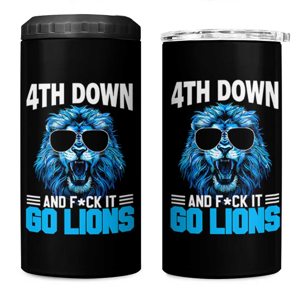 4th Down F*ck It Go Lions 4 in 1 Can Cooler Tumbler Funny Bold Game Day - Wonder Print Shop
