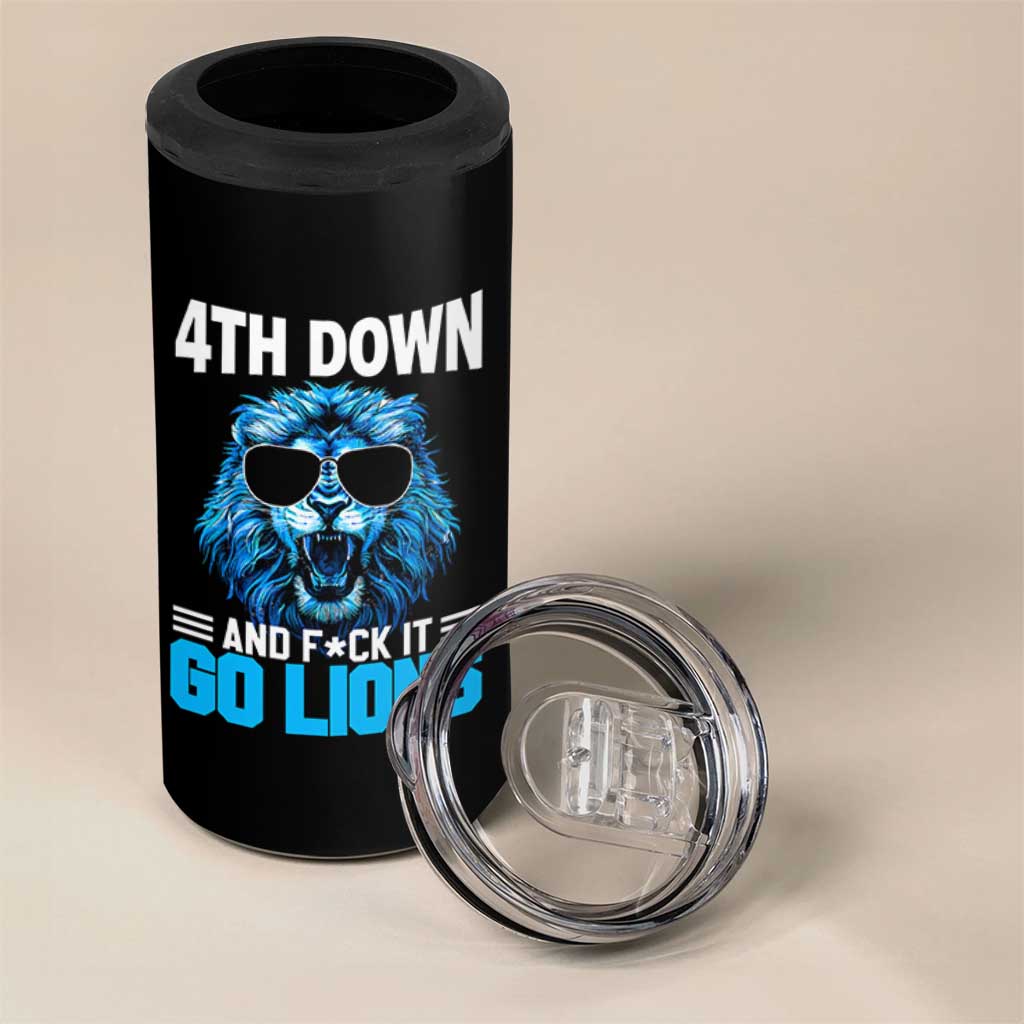 4th Down F*ck It Go Lions 4 in 1 Can Cooler Tumbler Funny Bold Game Day - Wonder Print Shop