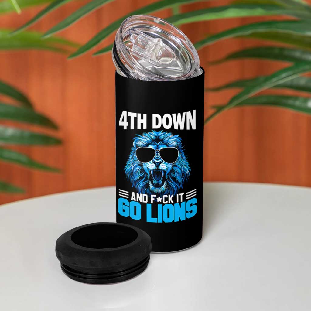 4th Down F*ck It Go Lions 4 in 1 Can Cooler Tumbler Funny Bold Game Day - Wonder Print Shop