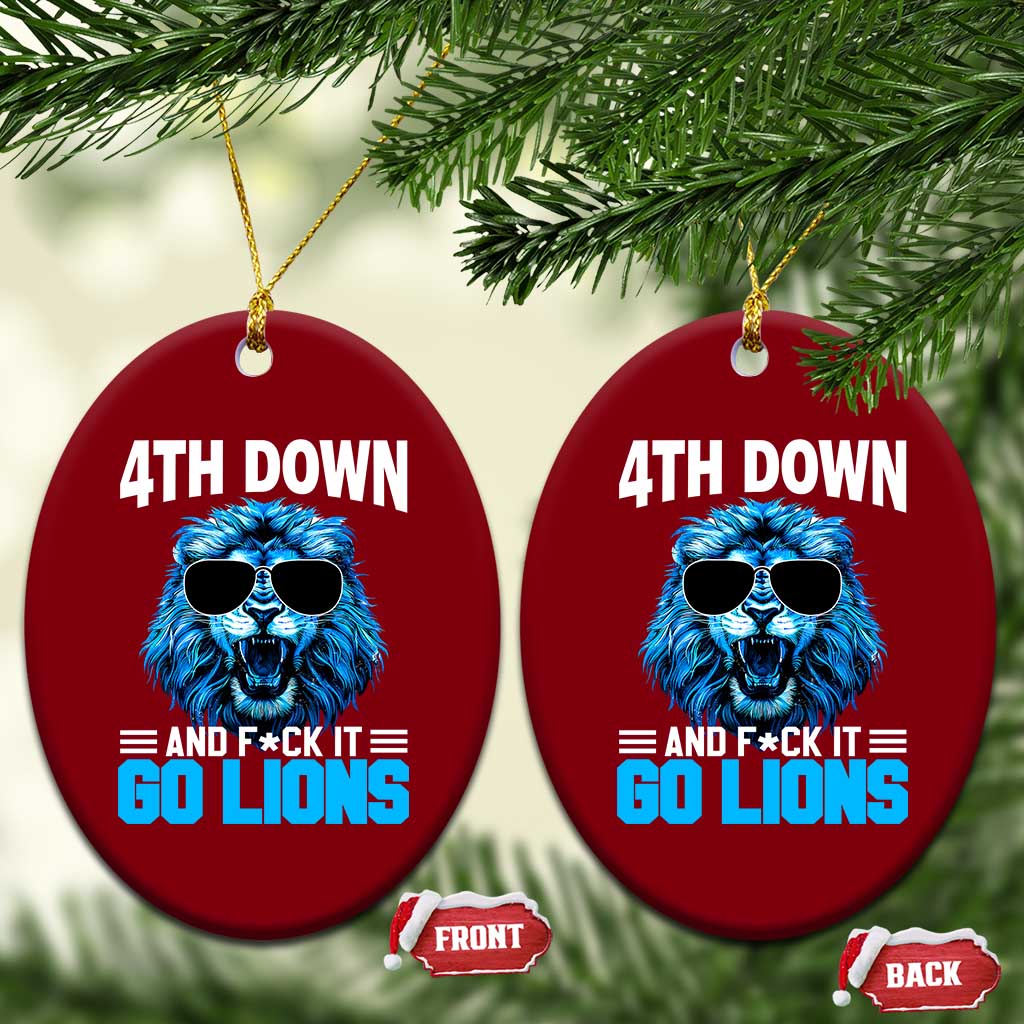 4th Down F*ck It Go Lions Ceramic Ornament Funny Bold Game Day - Wonder Print Shop