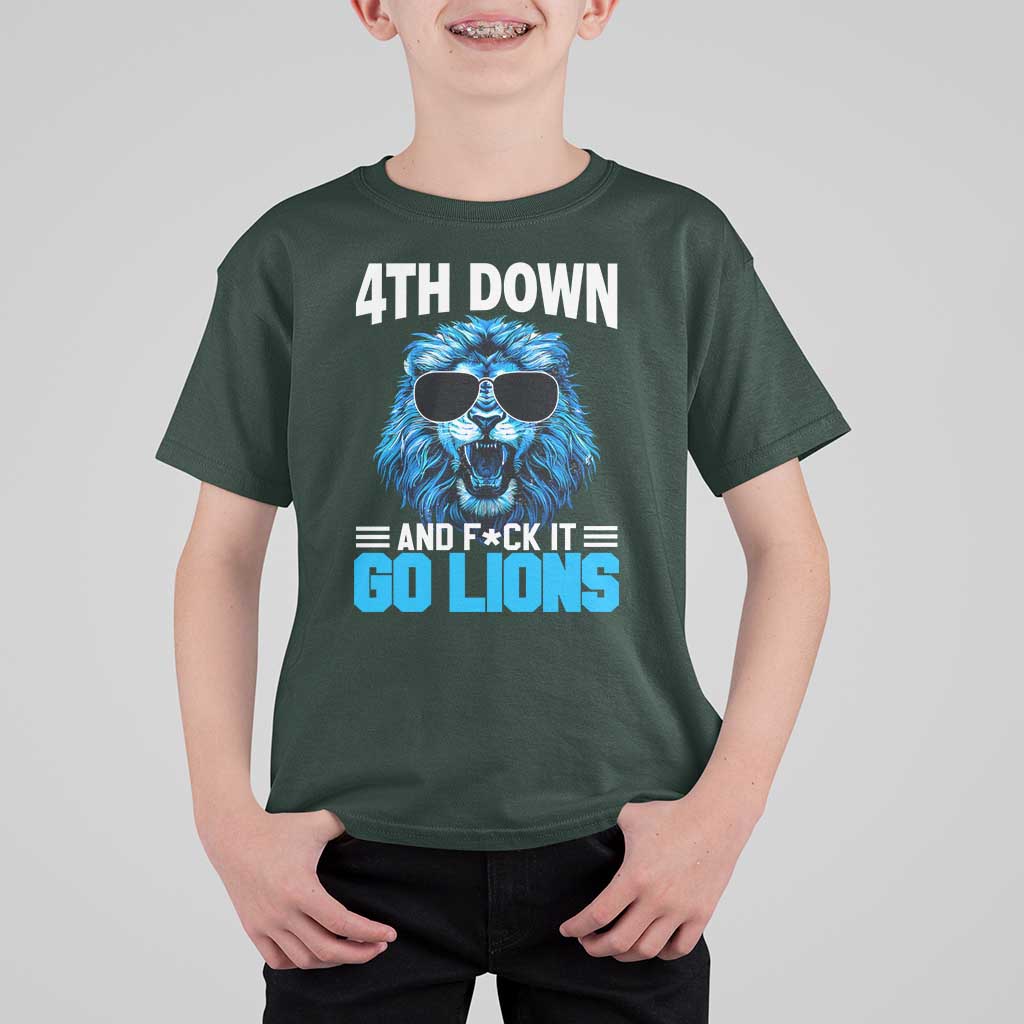 4th Down F*ck It Go Lions T Shirt For Kid Funny Bold Game Day - Wonder Print Shop