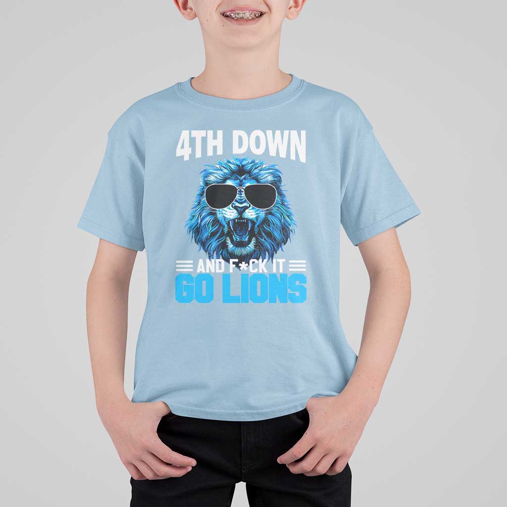 4th Down F*ck It Go Lions T Shirt For Kid Funny Bold Game Day - Wonder Print Shop