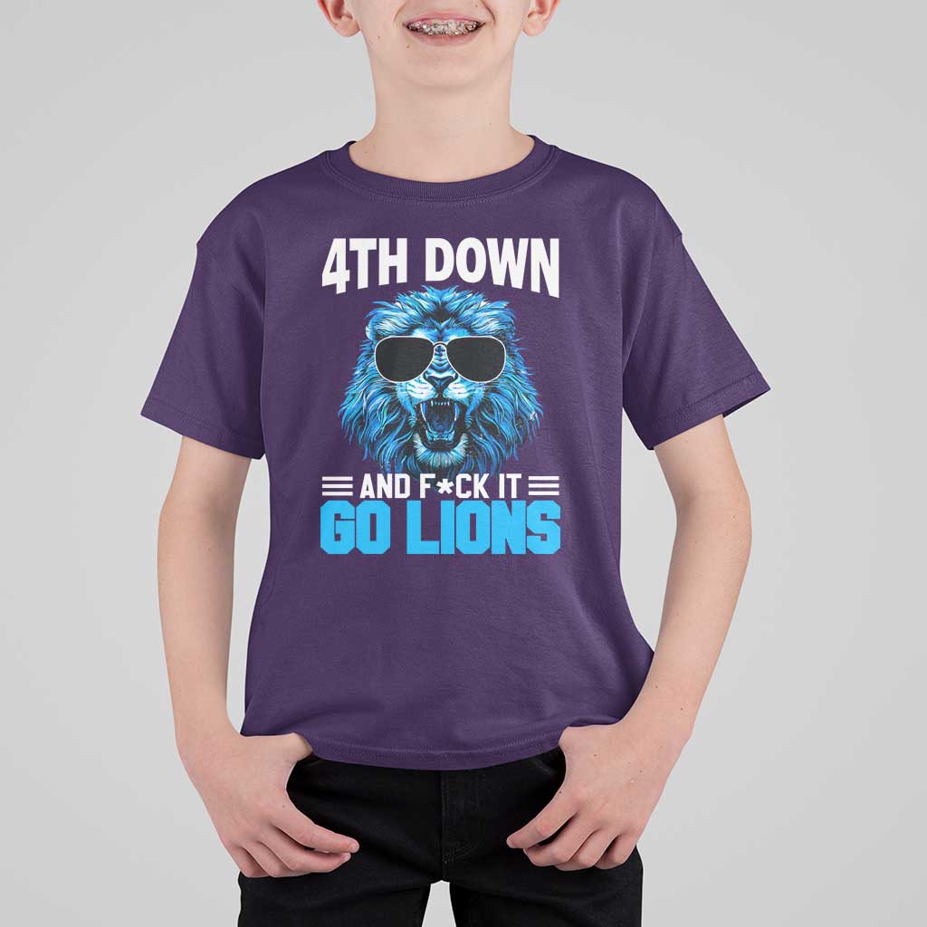 4th Down F*ck It Go Lions T Shirt For Kid Funny Bold Game Day - Wonder Print Shop