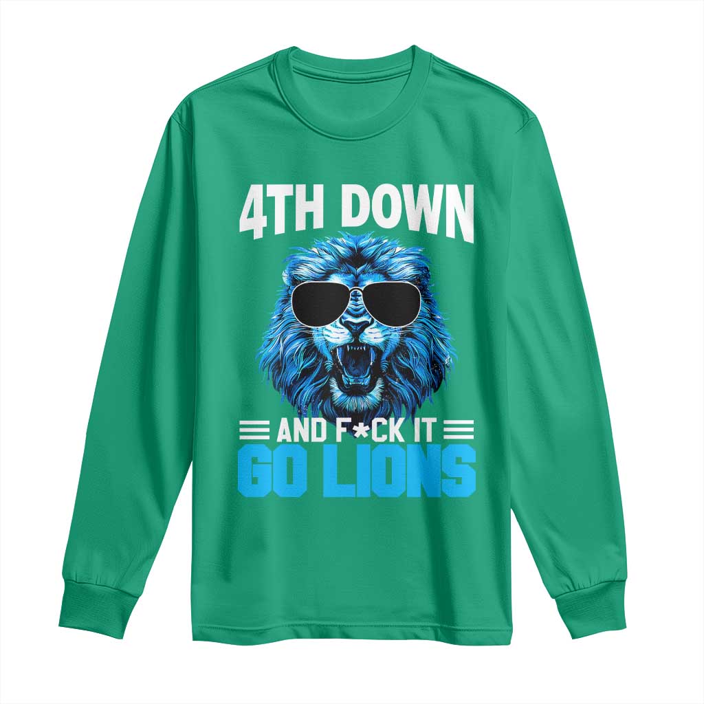 4th Down F*ck It Go Lions Long Sleeve Shirt Funny Bold Game Day - Wonder Print Shop