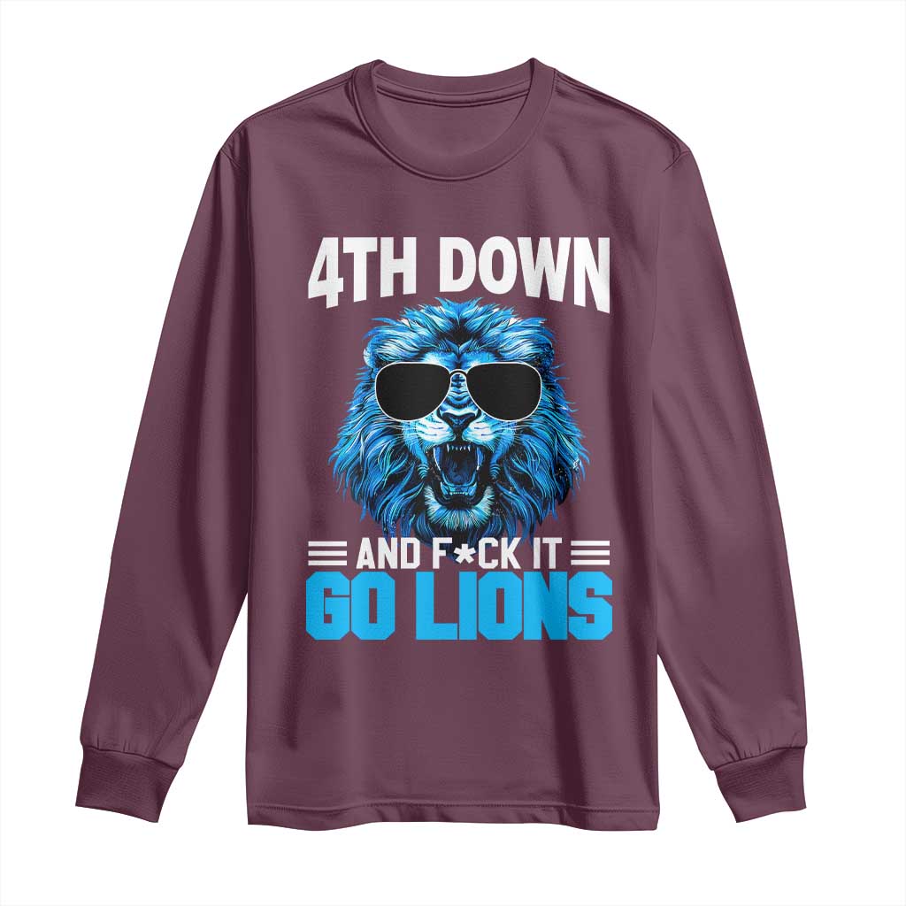 4th Down F*ck It Go Lions Long Sleeve Shirt Funny Bold Game Day - Wonder Print Shop