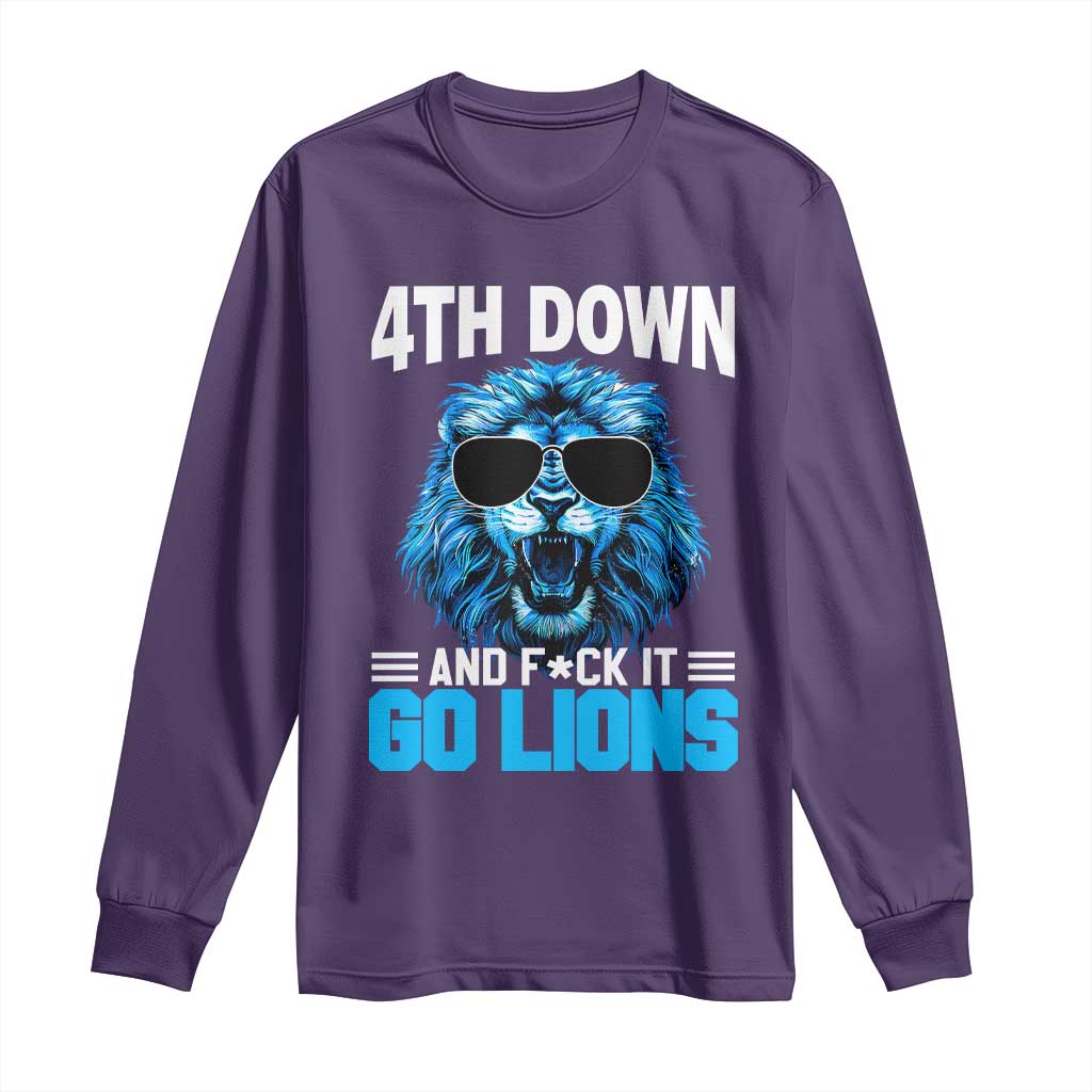 4th Down F*ck It Go Lions Long Sleeve Shirt Funny Bold Game Day - Wonder Print Shop