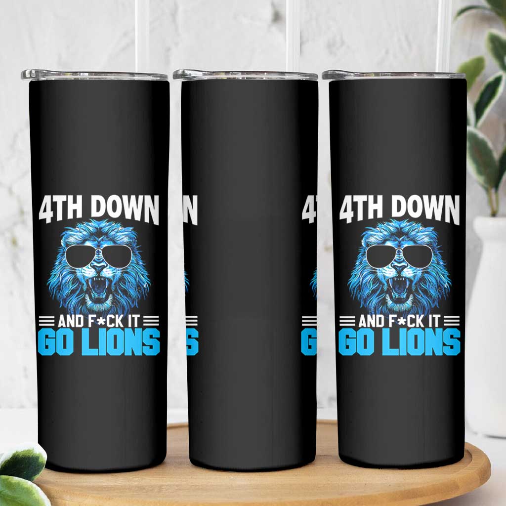 4th Down F*ck It Go Lions Skinny Tumbler Funny Bold Game Day - Wonder Print Shop
