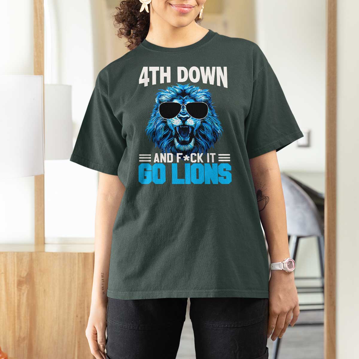 4th Down F*ck It Go Lions T Shirt For Women Funny Bold Game Day - Wonder Print Shop