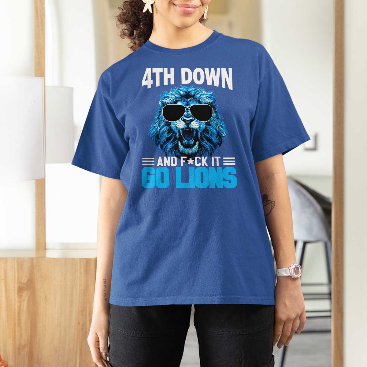 4th Down F*ck It Go Lions T Shirt For Women Funny Bold Game Day - Wonder Print Shop