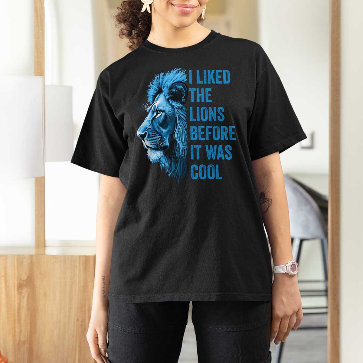 I Liked The Lions Before It Was Cool T Shirt For Women Vintage Rap Tee - Wonder Print Shop