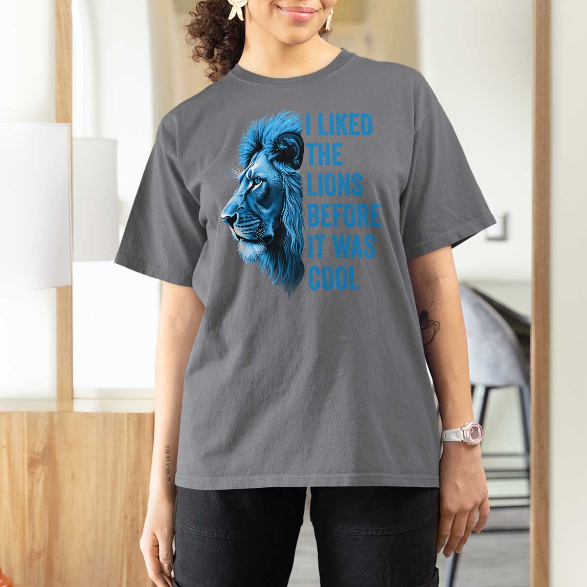I Liked The Lions Before It Was Cool T Shirt For Women Vintage Rap Tee - Wonder Print Shop