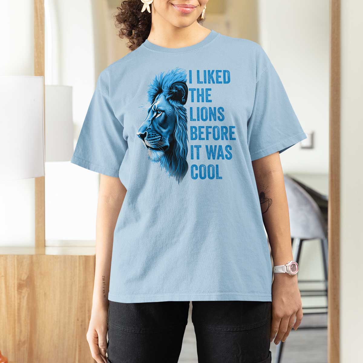 I Liked The Lions Before It Was Cool T Shirt For Women Vintage Rap Tee - Wonder Print Shop