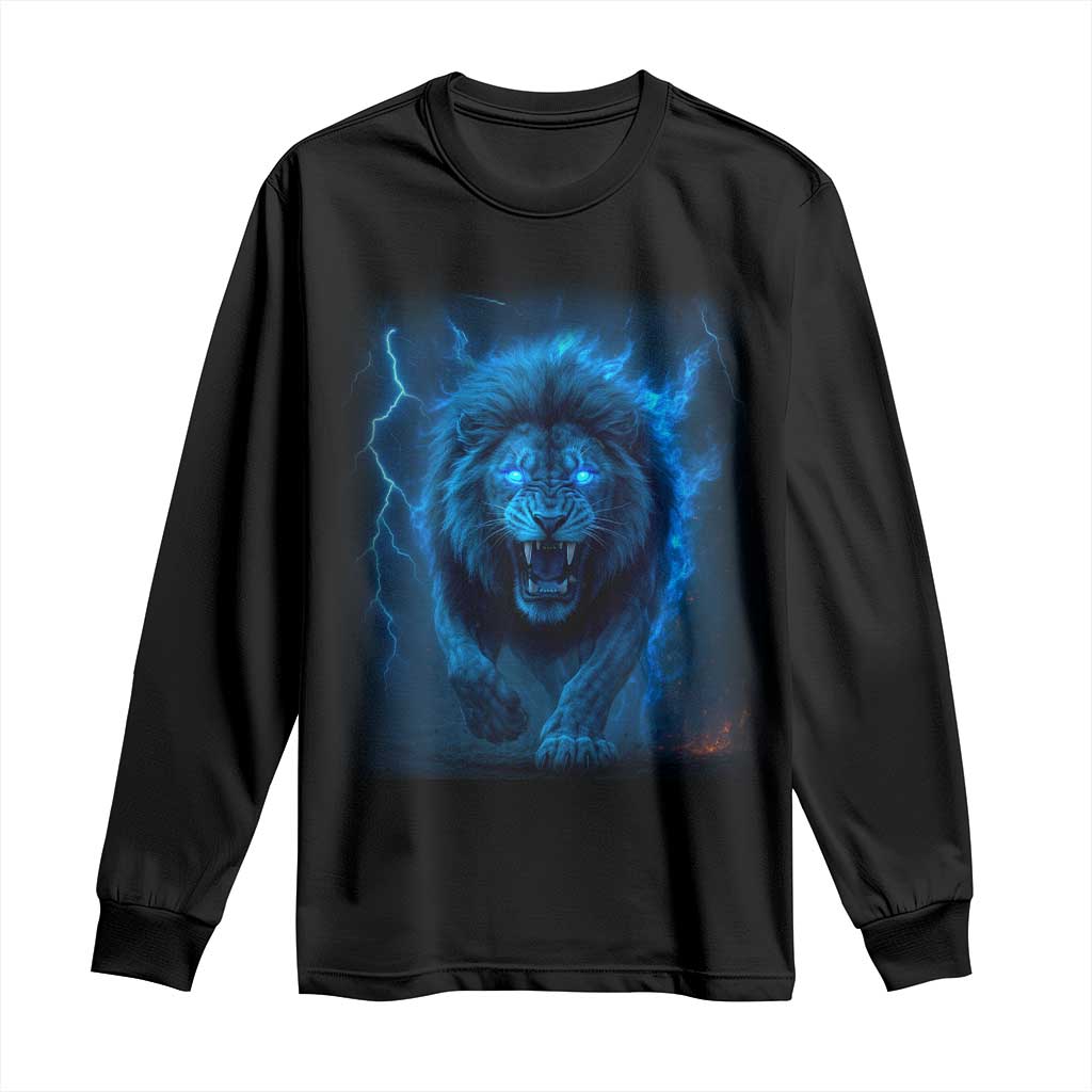 Vintage Classic Blue Lion Bootleg Graphic Long Sleeve Shirt - Wonder Print Shop