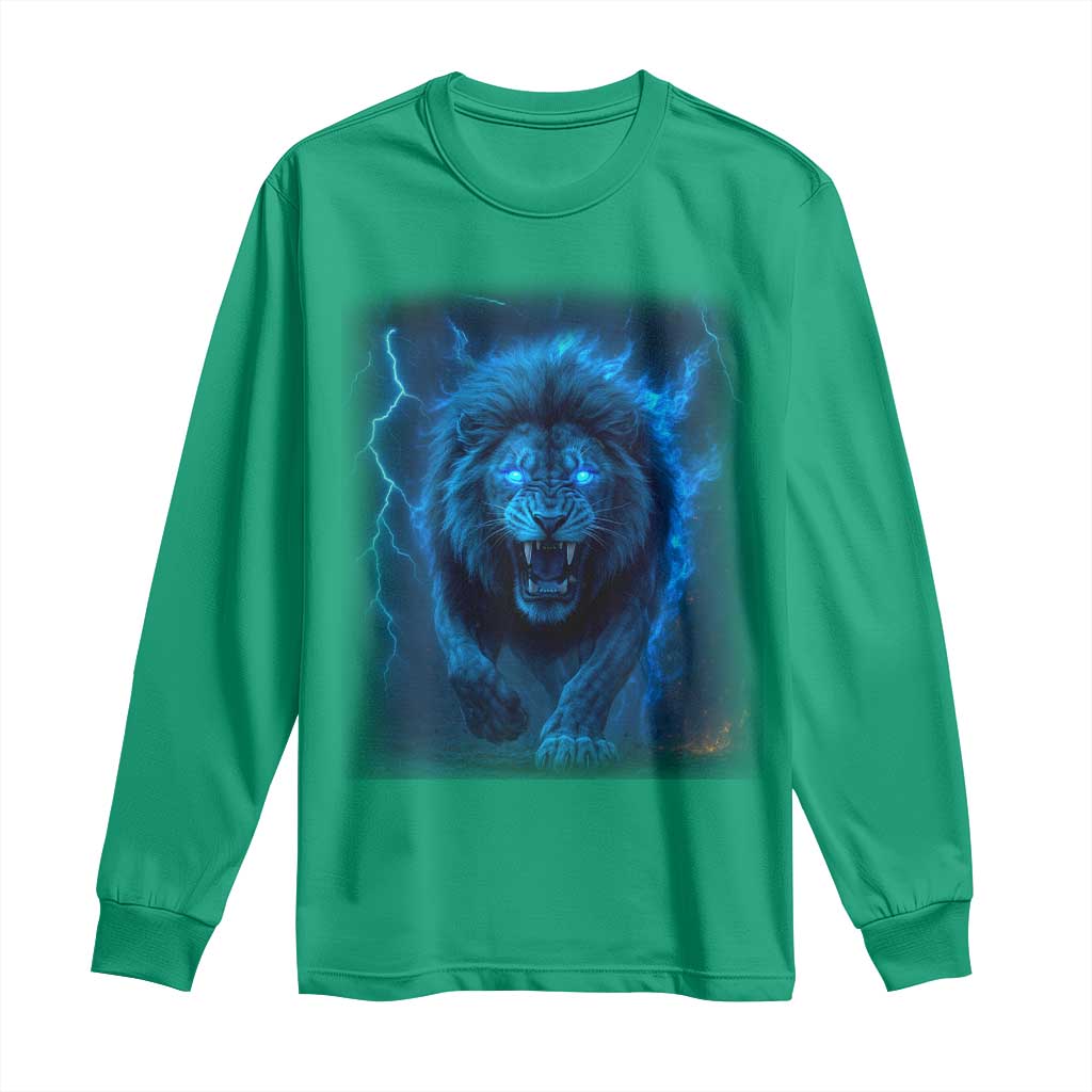 Vintage Classic Blue Lion Bootleg Graphic Long Sleeve Shirt - Wonder Print Shop