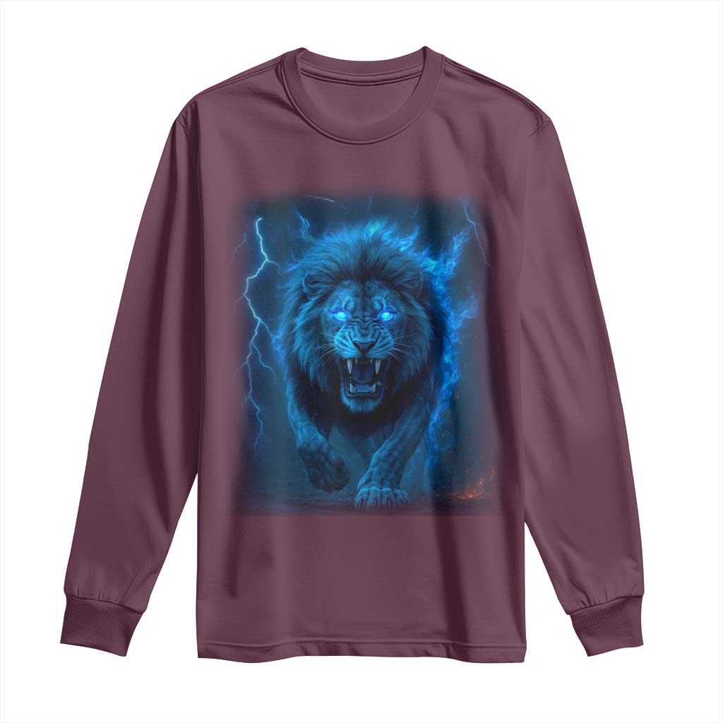 Vintage Classic Blue Lion Bootleg Graphic Long Sleeve Shirt - Wonder Print Shop