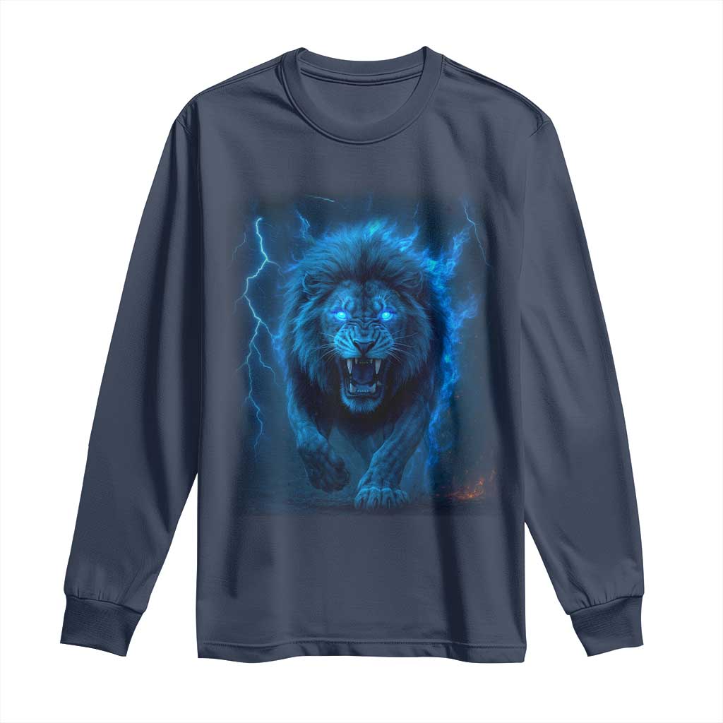Vintage Classic Blue Lion Bootleg Graphic Long Sleeve Shirt - Wonder Print Shop