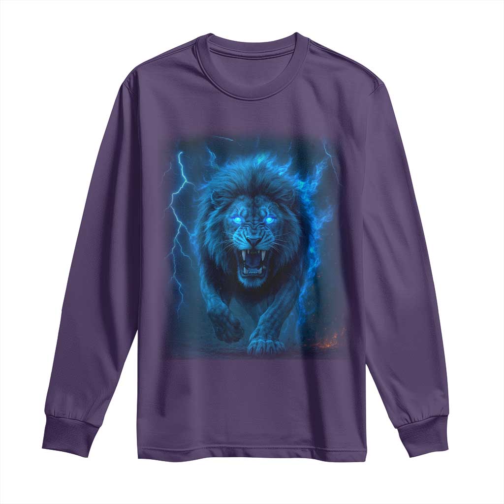 Vintage Classic Blue Lion Bootleg Graphic Long Sleeve Shirt - Wonder Print Shop